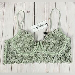 For Love & Lemons Bustier Sage Green Rhinestones Size Medium NWT